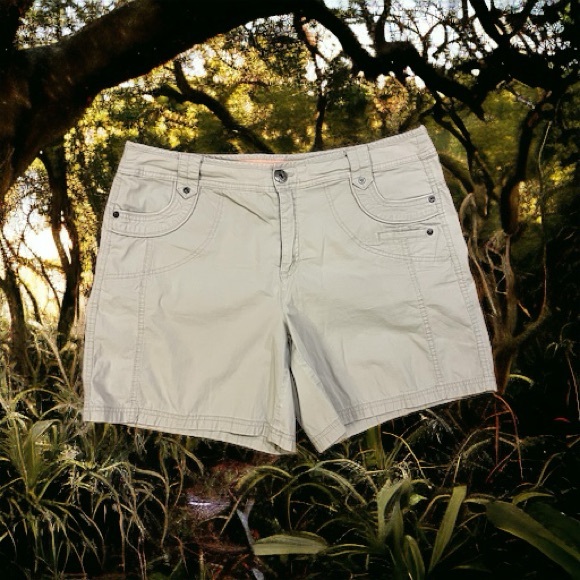 Intro Casual Elegance Stretch Tan Shorts - Picture 5 of 10